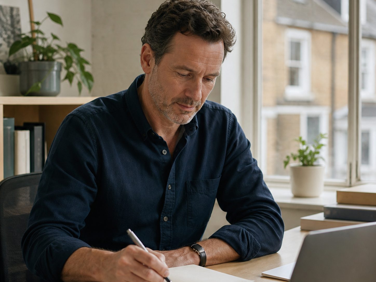 SME business owner reviewing unpaid invoices and cash flow after late payment reform.